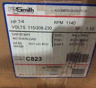 A.O.Smith-Motor, #C823, 1/4hp, 1140rpm, 115/208-230v, FR-F56C, shaft-5/8"