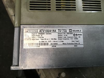 Square-D Telemecanique 2.2kw/3hp drive, #ATV18U41N4 cover screw missing, DR-2965 - Image 6