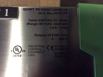 PHOENIX CONTACT, #QUINT10, PS-1, PS-230AC/24DC, 230V, pre-owned, (DR-3240) - Image 2