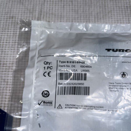TURCK, #B 8151-0/PG9, New Open Box, KP-980 - Image 2