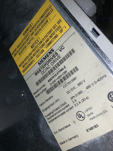 Siemens Drive #6SE7012-0TP60-2, pre-owned, (HEHI-908) - Image 2