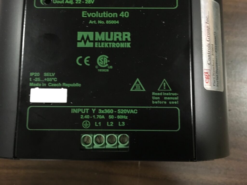 Murr Elektronik Evolution power supply, output 24V/40ADC, input Y 3x360-520vac - Image 3