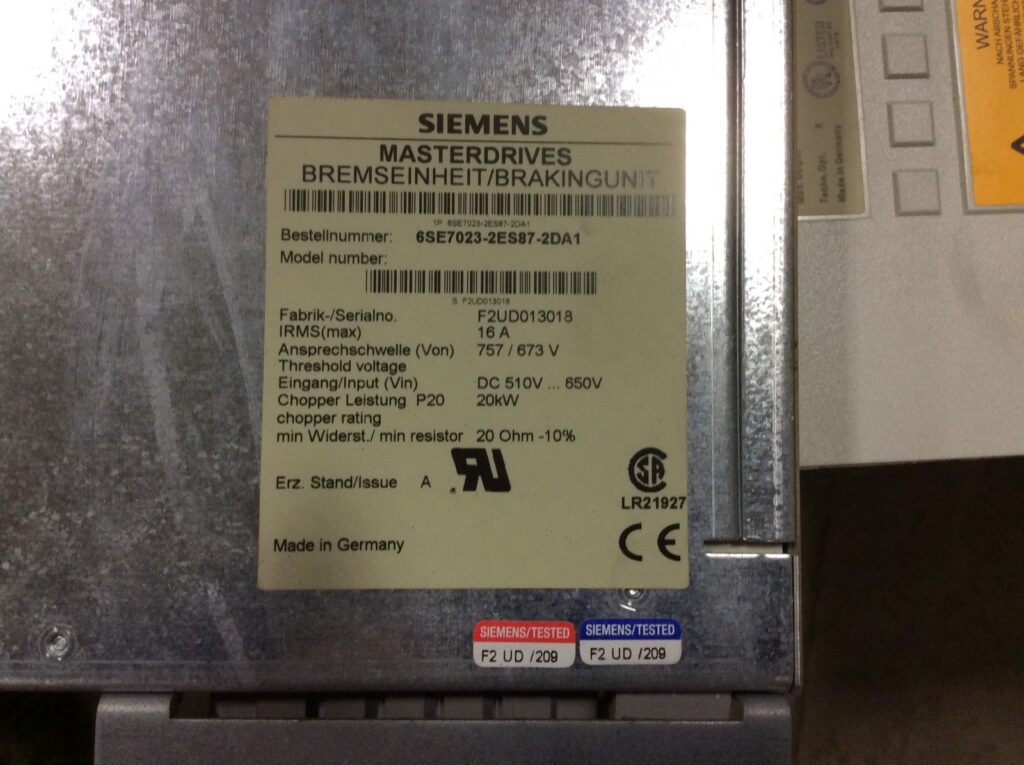 Siemens MasterDrives Bremseinheit/Brakinhunit, #6SE7023-6ES87-2DA1, 20kW - Image 4
