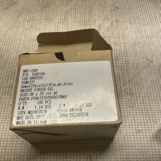NBS Corp, Dowel Pin, Bright Finish, D8x30 Tol M6, PIN6325DIN08030M6P,  100PCS