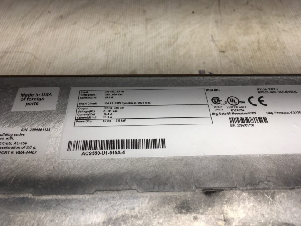 ABB 10HP Drive, ACS550-U-015A-4, 380…480V, pre-owned, (ADI-1479) - Image 4