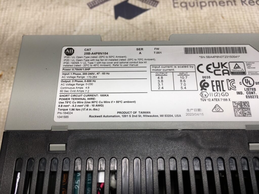 Allen Bradley PowerFlex 525, 1hp, 25B-A4P8N104, FW 7.001, NOS, (KP-1820) - Image 2