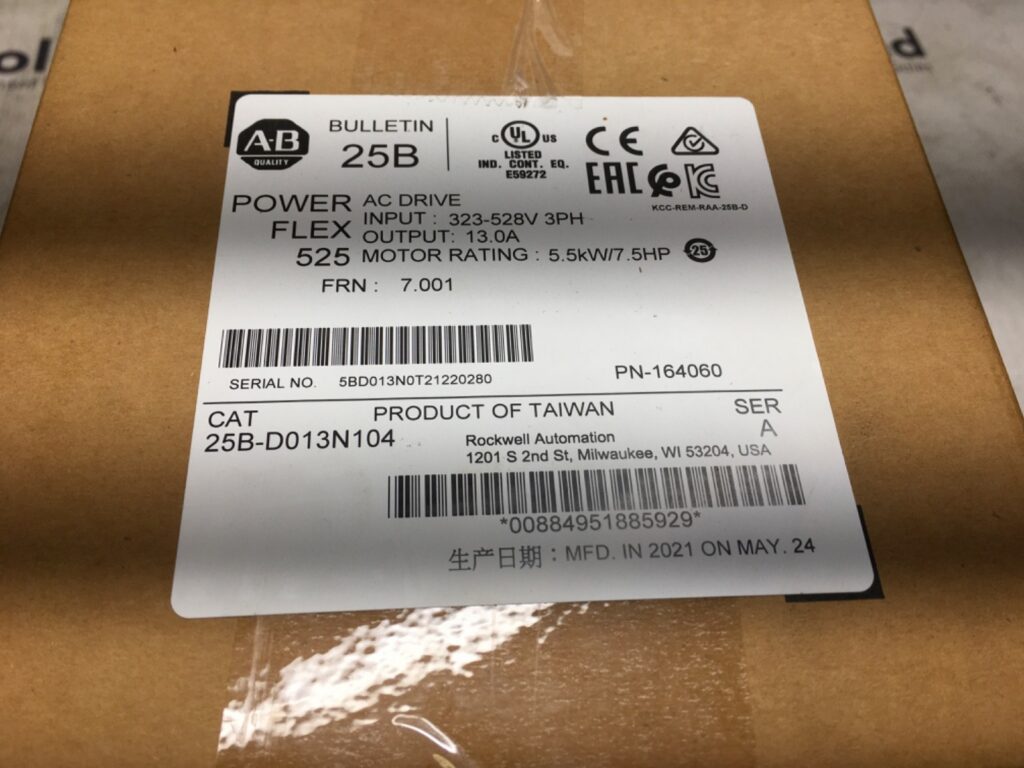 Allen Bradley PowerFlex 525, 7.5hp, 25B-D013N104, FW 7.001, NOS, (KP-1821) - Image 2